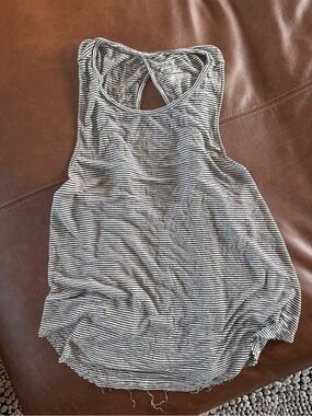 American Eagle Outfitters Black and White Striped Racerback Tank